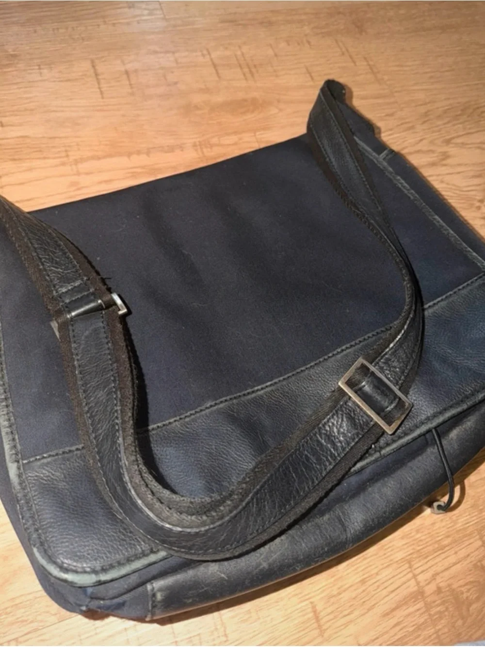 Black Messenger Bag - Classic Canvas and Leather